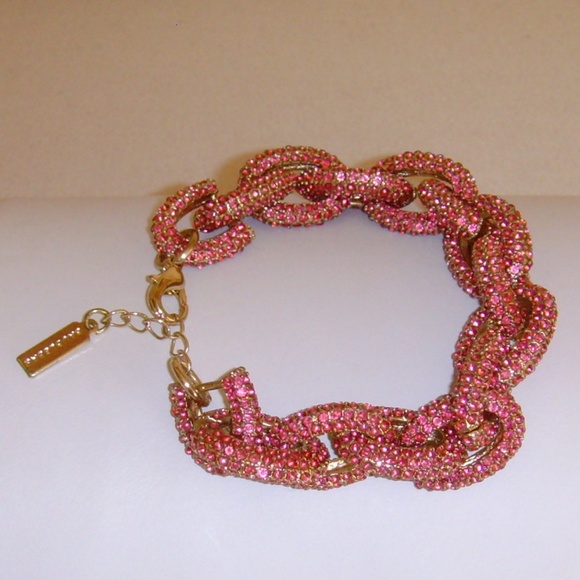 BaubleBar Pink Rhinestone Link Chain Bracelet NEW - Picture 3 of 15